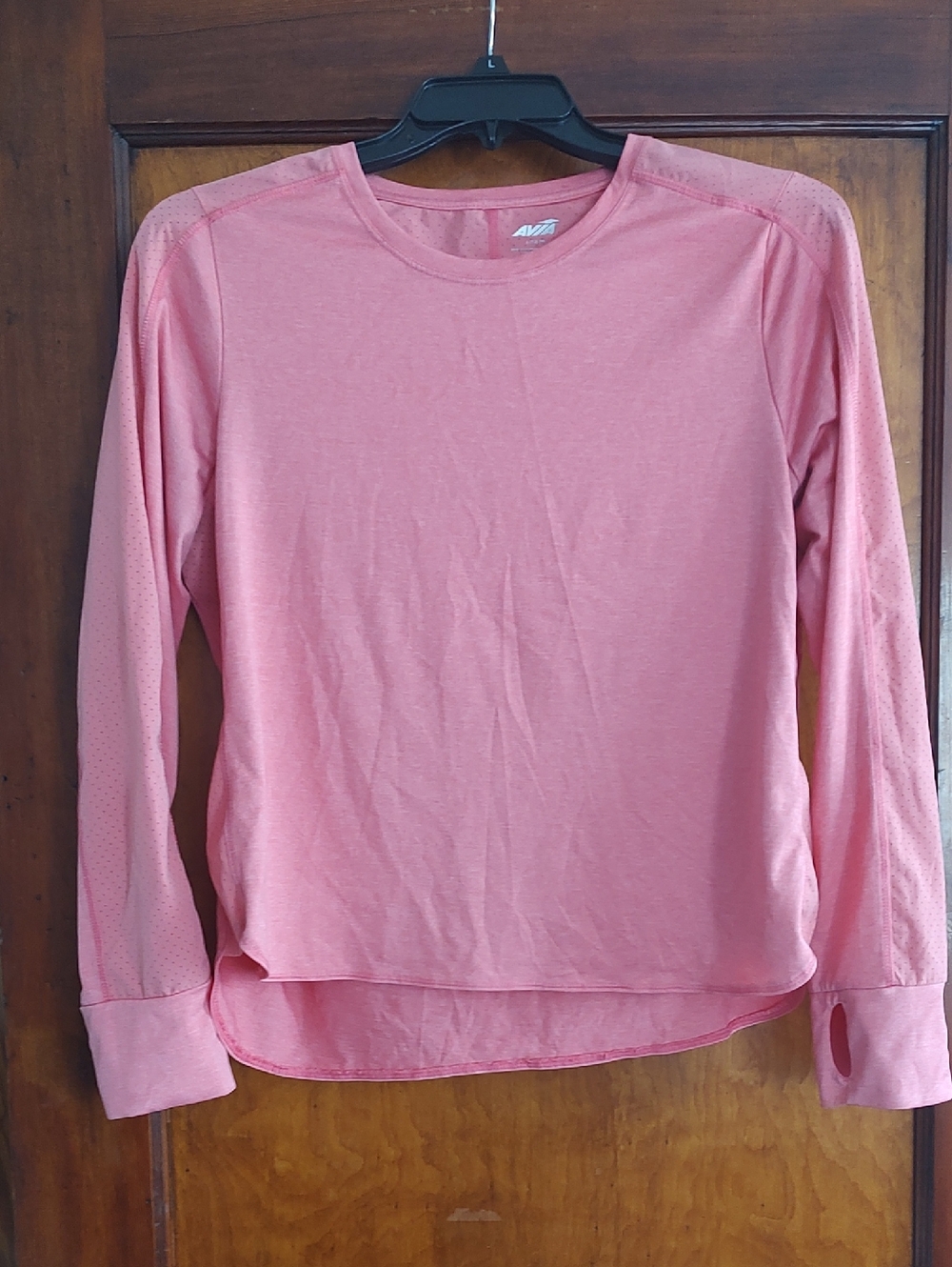 Avia Pink Perforated Long Sleeve Workout Top